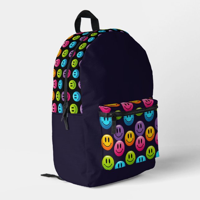 "Adorable Smile Emoji Pattern Collection" Printed Backpack (Back Corner Left)