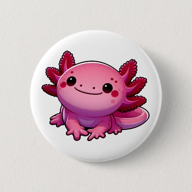 Adorable Smiling Axolotl Button (Front)