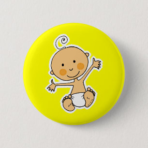 Adorable Smiling Baby Illustration Button