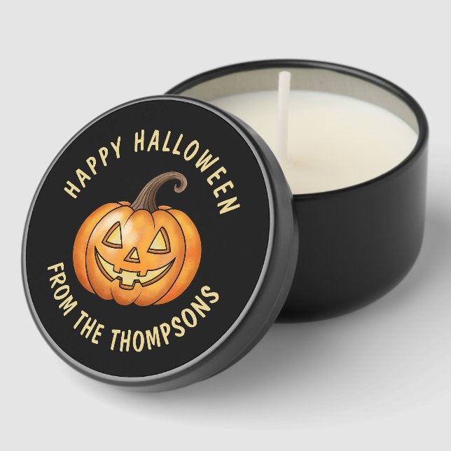 Adorable Smiling Cartoon Pumpkin Halloween Mini Candle Favors (Corner)