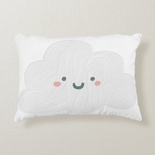 Adorable smiling cloud girly nursery cute white accent pillow (Front)