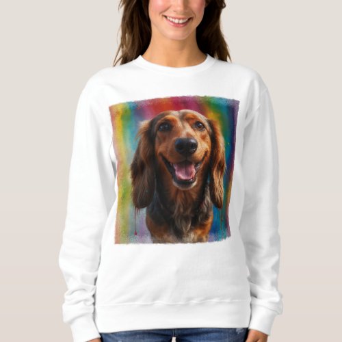 Adorable Smiling Dachshund Artistic Portrait Sweatshirt