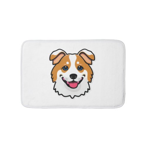 Adorable smiling dog with beautiful blue eyes bath mat