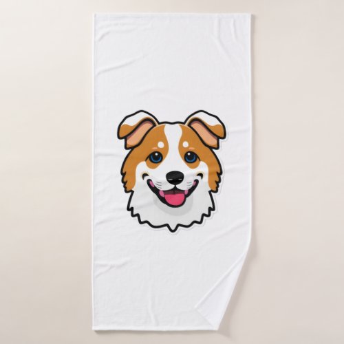 Adorable smiling dog with beautiful blue eyes bath towel