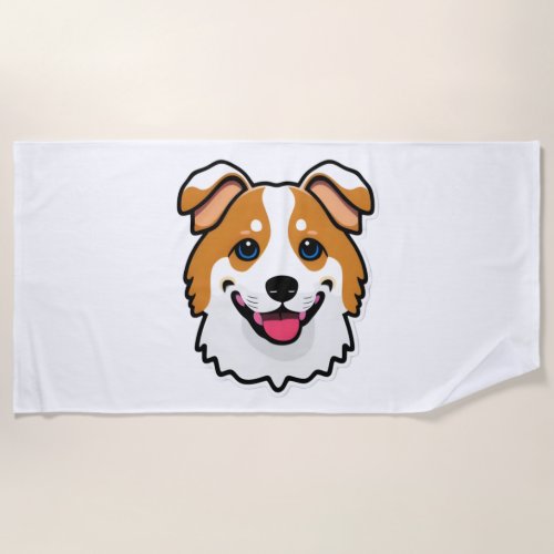Adorable smiling dog with beautiful blue eyes beach towel