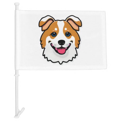 Adorable smiling dog with beautiful blue eyes car flag