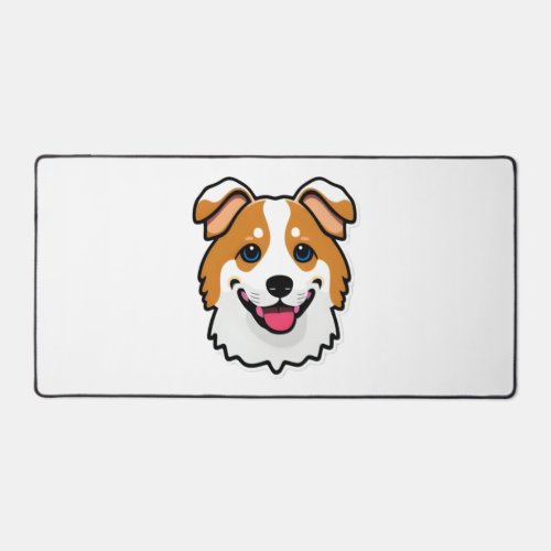 Adorable smiling dog with beautiful blue eyes desk mat