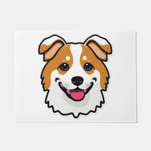 Adorable smiling dog with beautiful blue eyes doormat