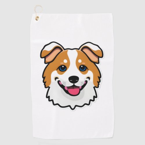 Adorable smiling dog with beautiful blue eyes golf towel