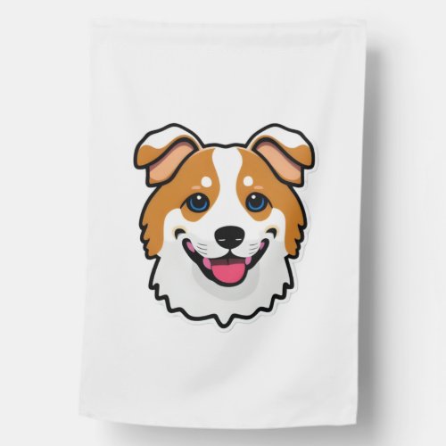 Adorable smiling dog with beautiful blue eyes house flag