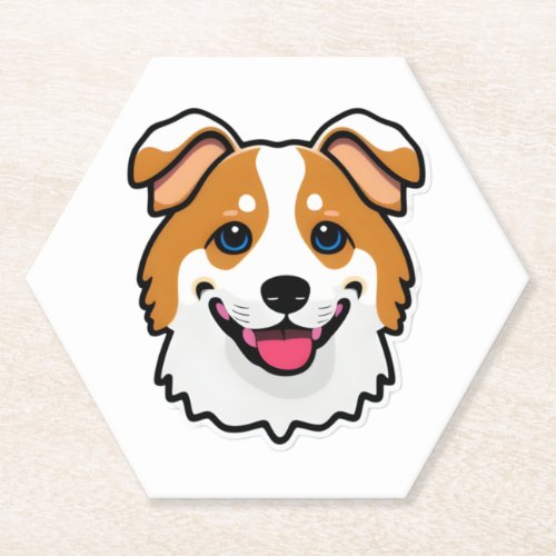 Adorable smiling dog with beautiful blue eyes paper coaster