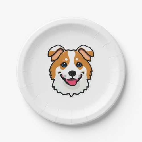 Adorable smiling dog with beautiful blue eyes paper plates