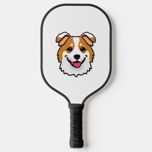 Adorable smiling dog with beautiful blue eyes pickleball paddle