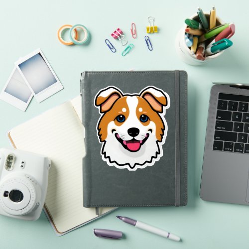 Adorable smiling dog with beautiful blue eyes sticker