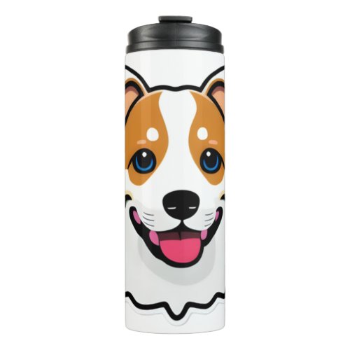 Adorable smiling dog with beautiful blue eyes thermal tumbler