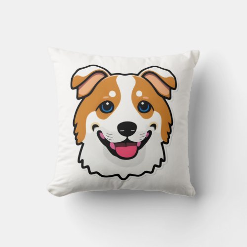 Adorable smiling dog with beautiful blue eyes throw pillow