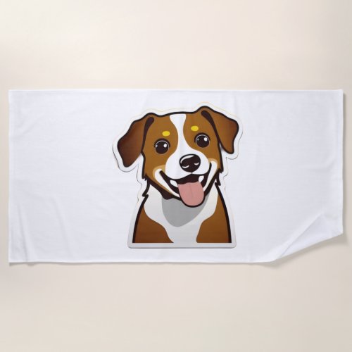 Adorable smiling dog with beautiful eyes beach towel