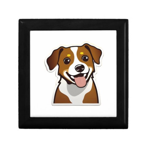Adorable smiling dog with beautiful eyes gift box