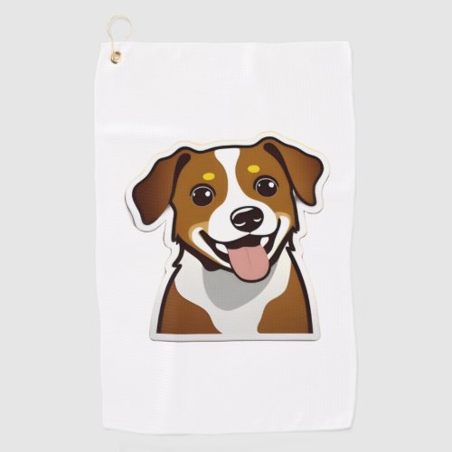 Adorable smiling dog with beautiful eyes golf towel