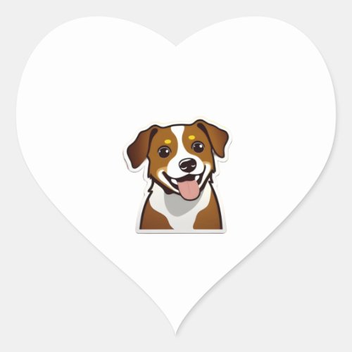 Adorable smiling dog with beautiful eyes heart sticker