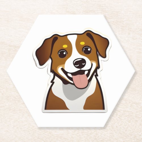 Adorable smiling dog with beautiful eyes paper coaster