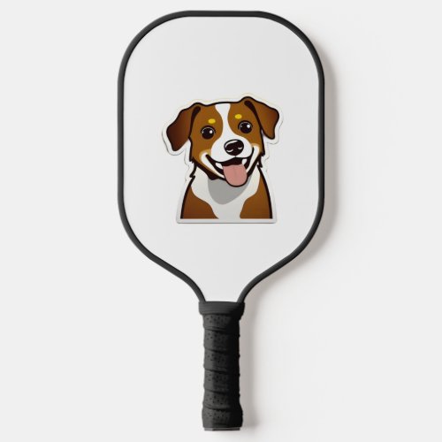 Adorable smiling dog with beautiful eyes pickleball paddle