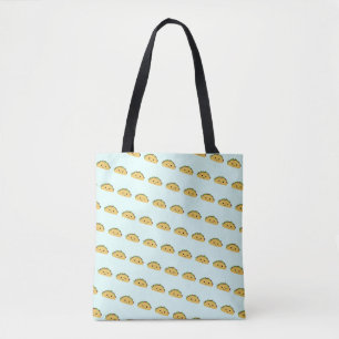 Adorable Smiling Kawaii Taco Pattern Tote Bag
