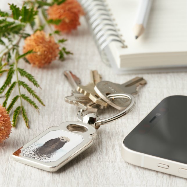 Adorable Smiling Otter in Lake Keychain (Side)