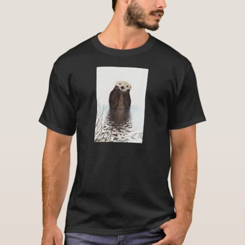 Adorable Smiling Otter in Lake T_Shirt