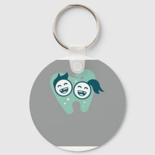 Adorable Smiling Teeth Duo Aluminum Keychain