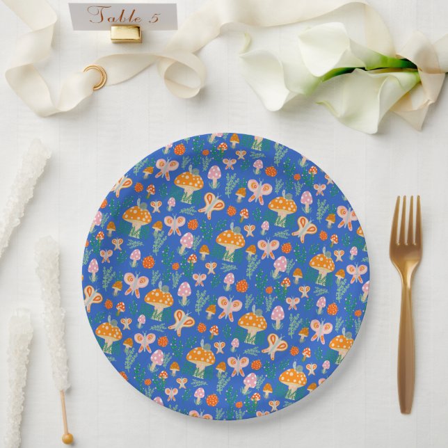 Adorable Snail Mushroom Butterfly Cute BABY SHOWER Paper Plates (Wedding)
