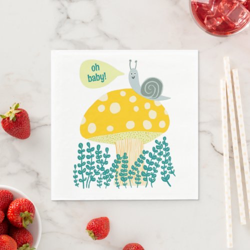 Adorable Snail Mushroom Cute Butterfly Baby Shower Napkins