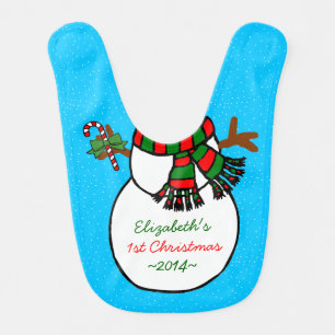 Adorable Snowman Baby's 1st Christmas Bib