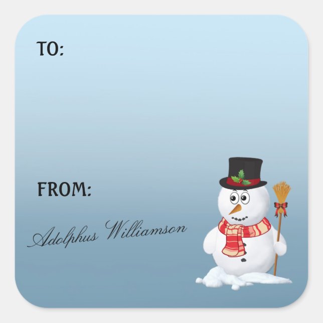 Adorable Snowman Christmas Gift Label (Front)