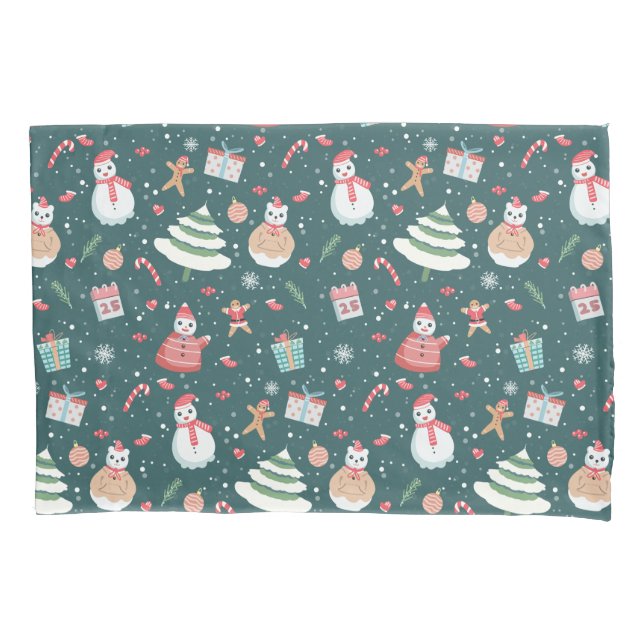 Adorable Snowman Christmas Pattern Pillow Case (Front)