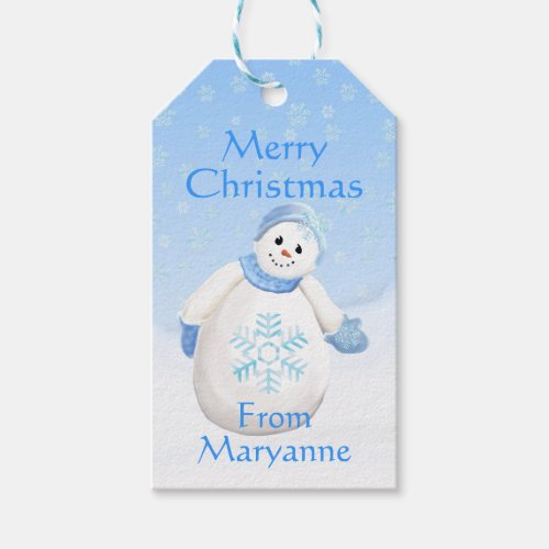 Adorable Snowman Custom Christmas Gift Tags