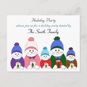 Adorable Snowman Family Holiday Party Invitation