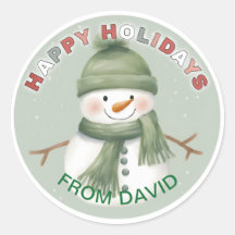 Adorable Snowman Gift Tag Sticker