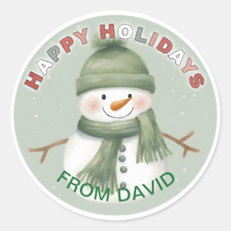 Adorable Snowman Gift Tag Sticker
