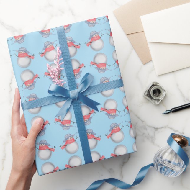 Adorable Snowman Pattern Wrapping Paper (Gifting)