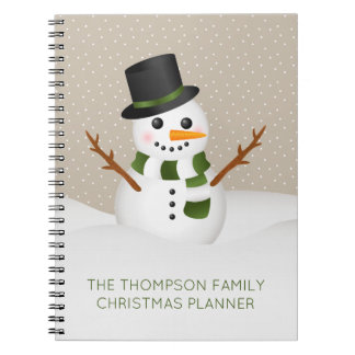 Adorable Snowman With Custom Title Christmas Notebook