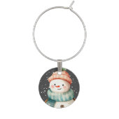 ADORABLE SNOWMEN WITH HATS Wine Charms (Third Charm)
