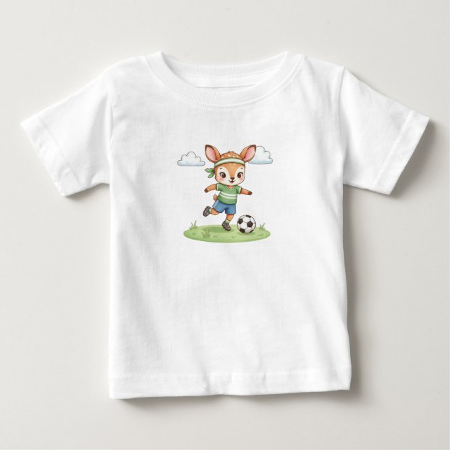 Adorable Soccer Fawn Kids Graphic Tee (Front)