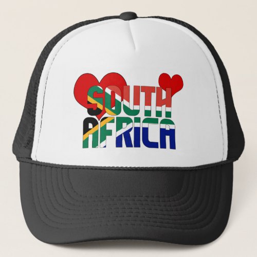 Adorable South Africa Flag Hearts Patriotic Trucker Hat