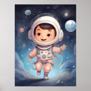 Adorable Space Kids Explorer Poster
