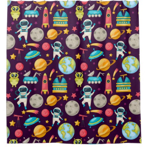 Adorable Space Pattern Shower Curtain