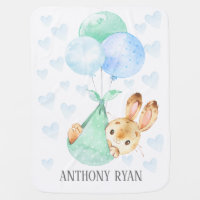 Adorable Special Delivery Bunny Rabbit Baby Blanket