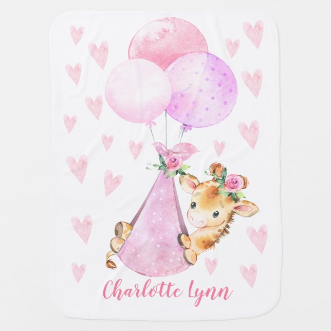 Adorable Special Delivery Giraffe Baby Blanket (Front)