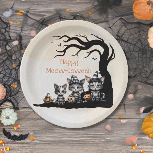 Adorable Spooky Ghost Kittens Halloween Party Paper Plates
