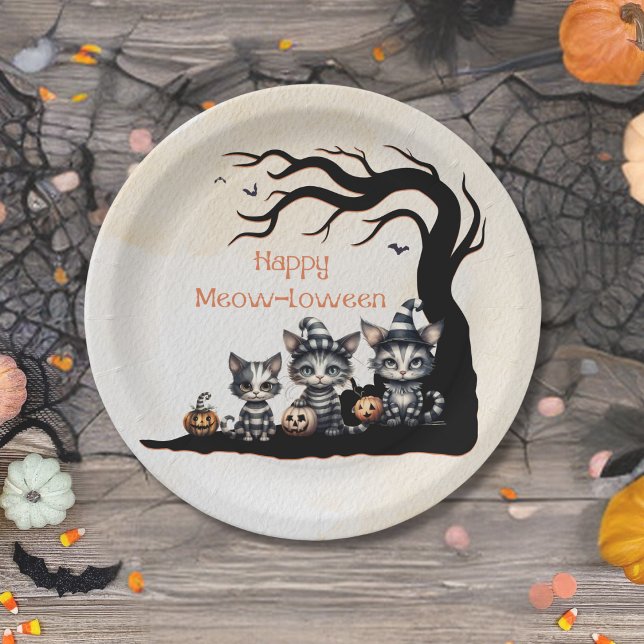 Adorable Spooky Ghost Kittens Halloween Party Paper Plates (Creator Uploaded)